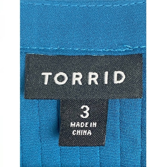 Torrid Georgette Smocked Blouson Long Sleeve Blouse Flowy Legion Blue - Size 3X - Picture 9 of 12